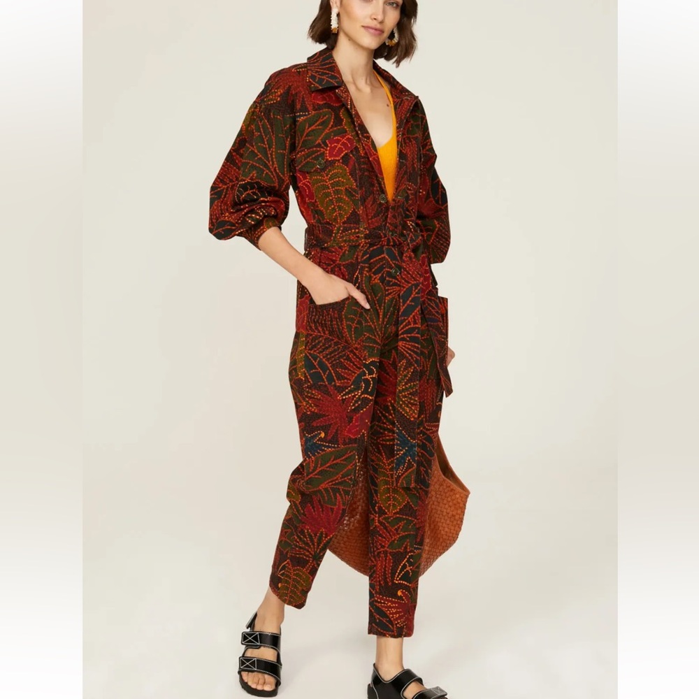 FARM Rio Multicolor Leaf Print Jumpsuit